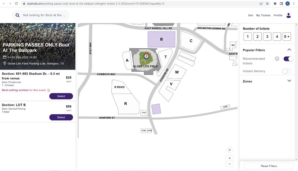 Stubhub map