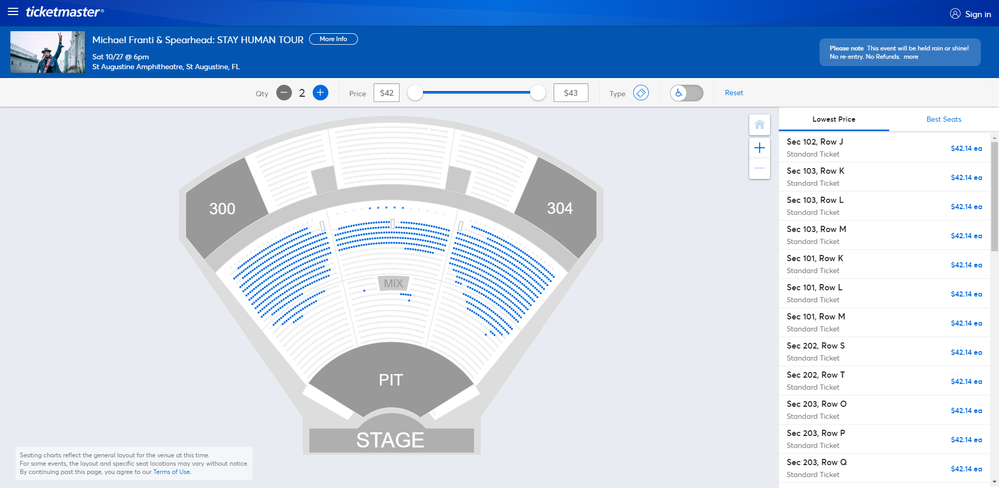 Screenshot of Tickets _ Michael Franti & Spearhead_ STAY HUMAN TOUR - St Augustine, FL at Ticketmaster.png