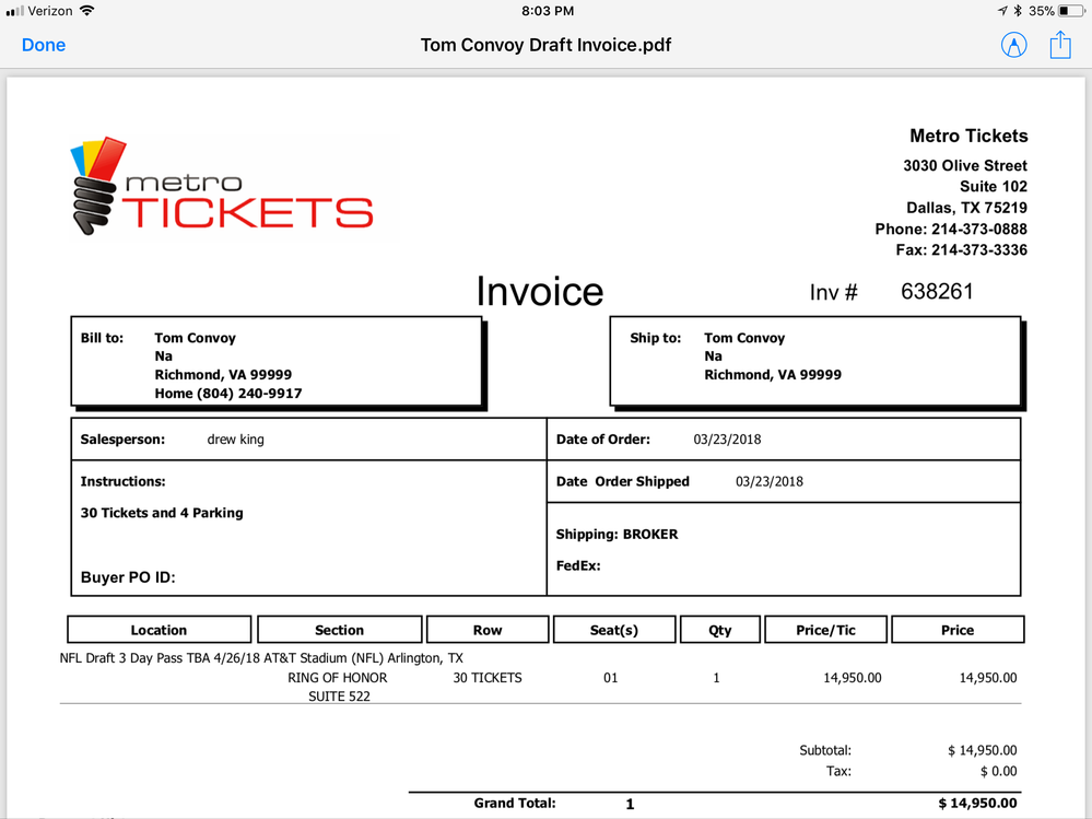 Suite Invoice for Draft