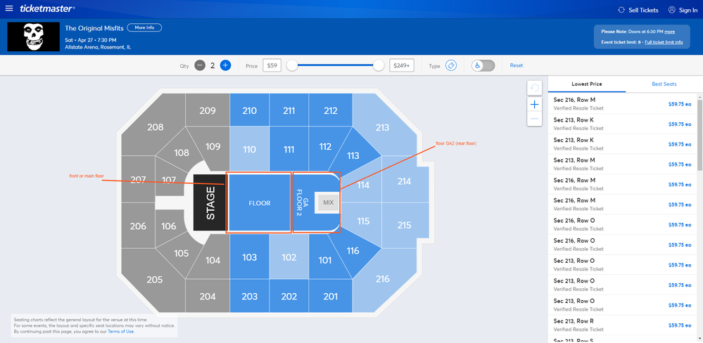 Correct Ticketmaster map