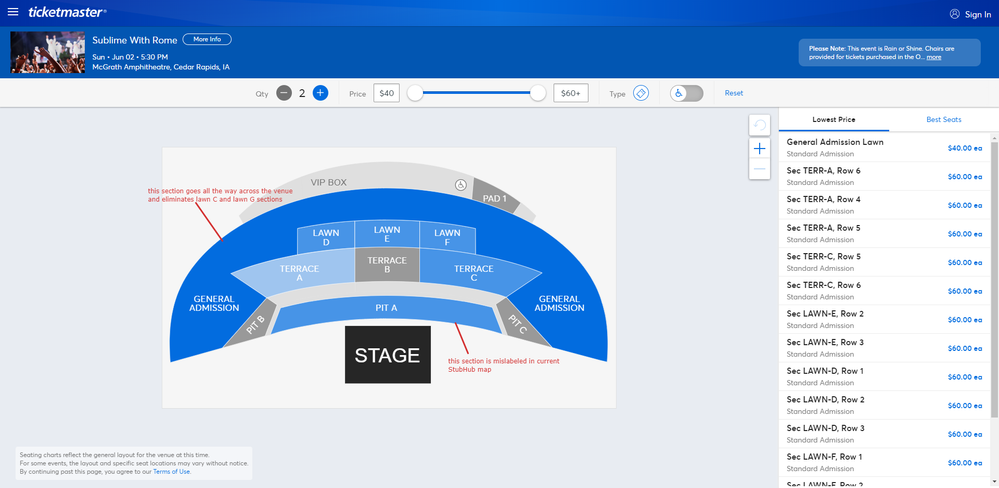 Correct Ticketmaster map