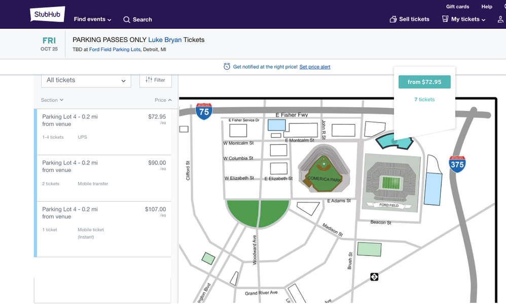 Lot 4 is less than 50 feet from Ford Field, not .02 miles