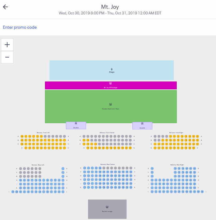 Roxian Theatre, McKees Rocks, PA  Mt Joy Concert Seating Map.png