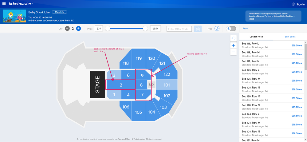 Correct Ticketmaster map