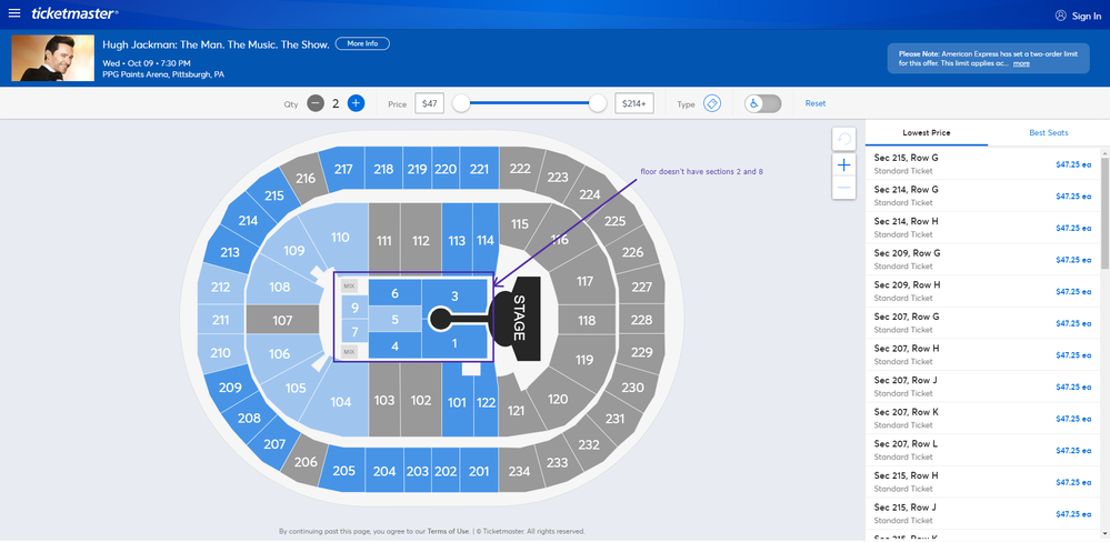 Correct Ticketmaster map