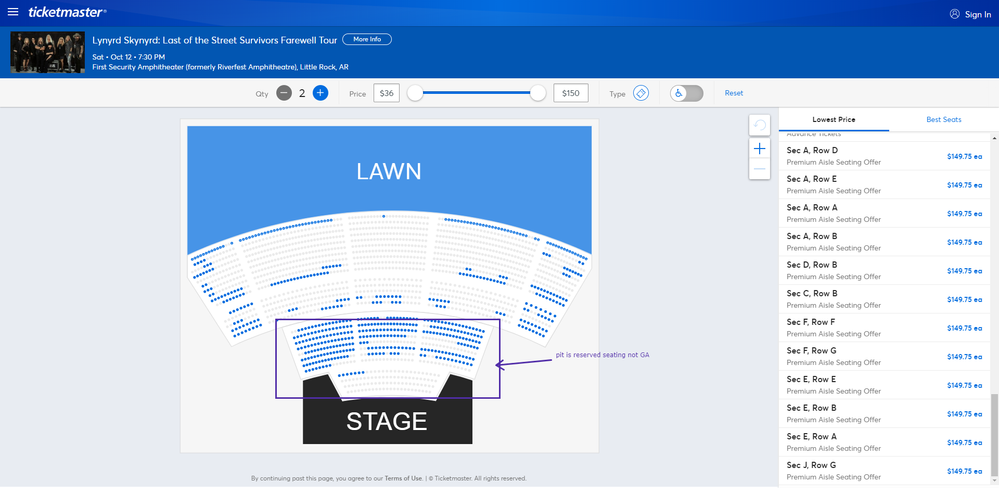 Screenshot of Tickets _ Lynyrd Skynyrd_ Last of the Street Survivors Farewell Tour - Little Rock, AR at Ticketmaster.png