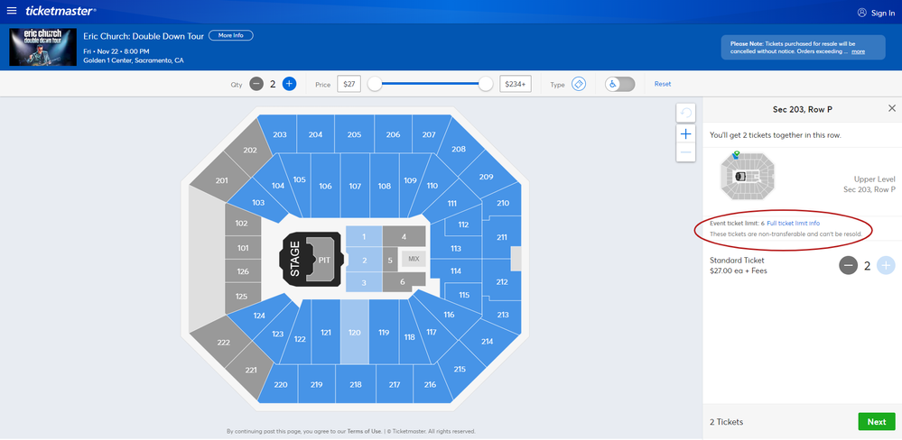 Screenshot of Tickets _ Eric Church_ Double Down Tour - Sacramento, CA at Ticketmaster.png