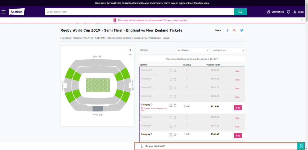 Screenshot of Rugby World Cup 2019 - Semi Final - England vs New Zealand Tickets - 10_26_2019 _ StubHub US.png