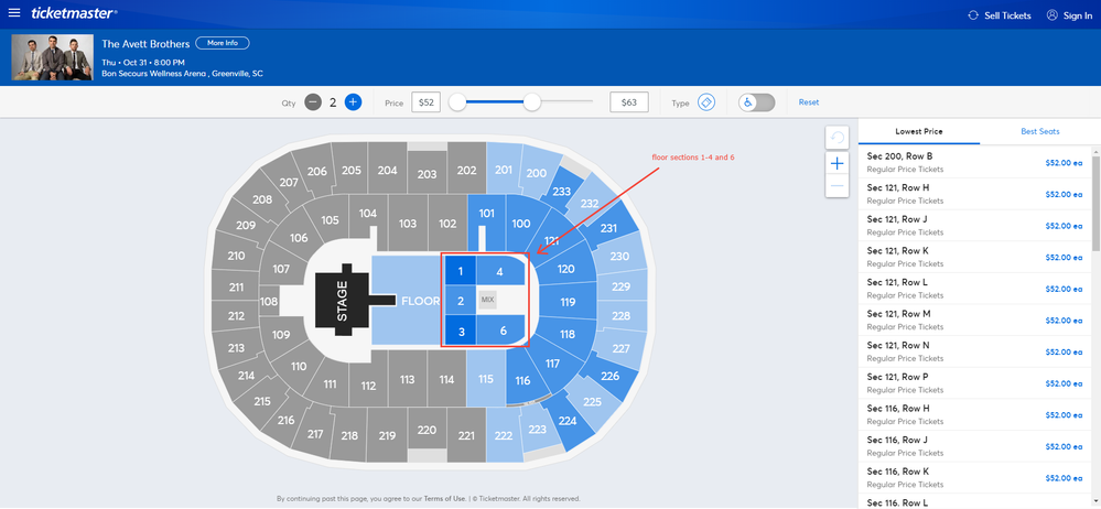 Correct Ticketmaster map