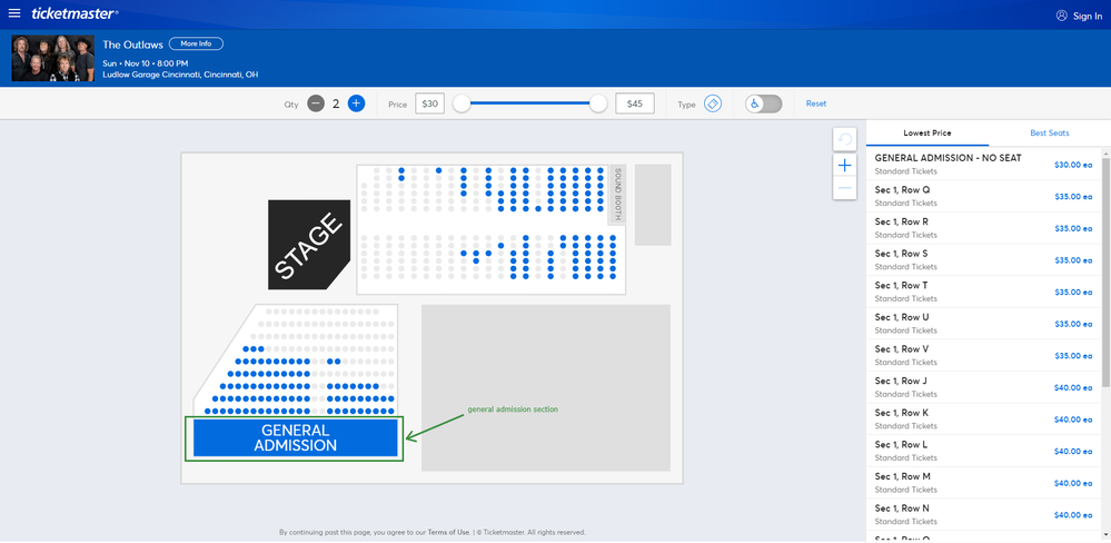 Correct Ticketmaster map