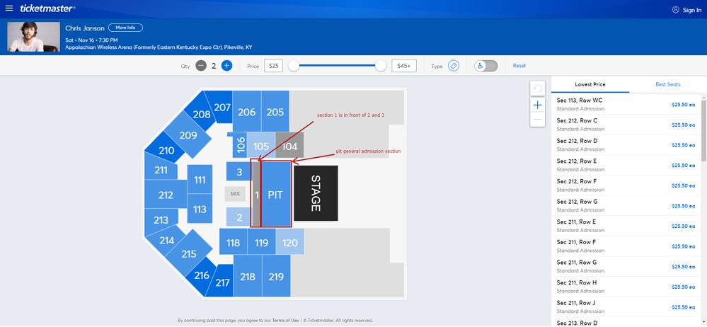 Correct Ticketmaster map