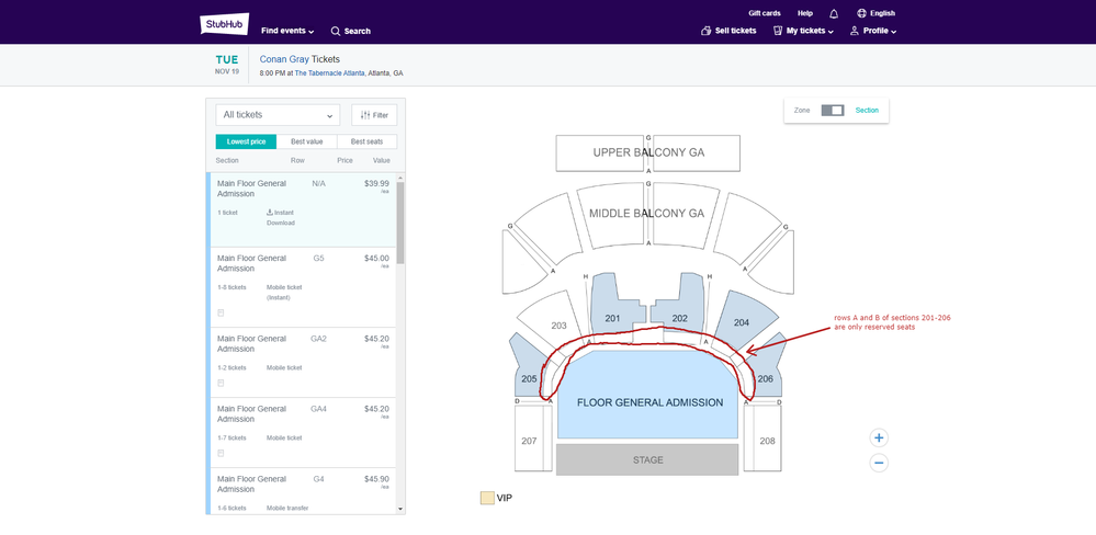 Incorrect StubHub map