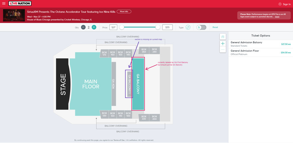 Correct Live Nation map