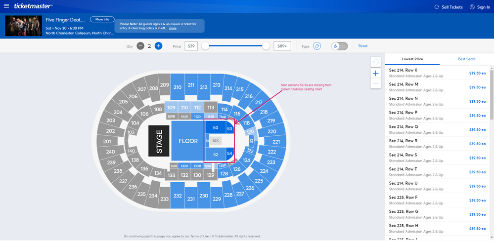 Correct Ticketmaster map