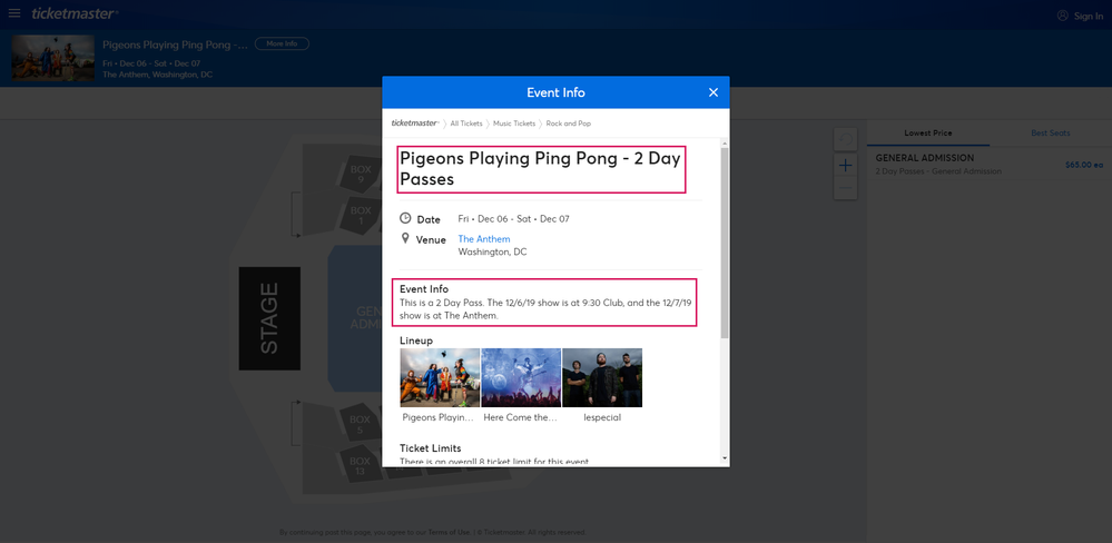 Screenshot of Tickets _ Pigeons Playing Ping Pong - 2 Day Passes - Washington, DC at Ticketmaster.png