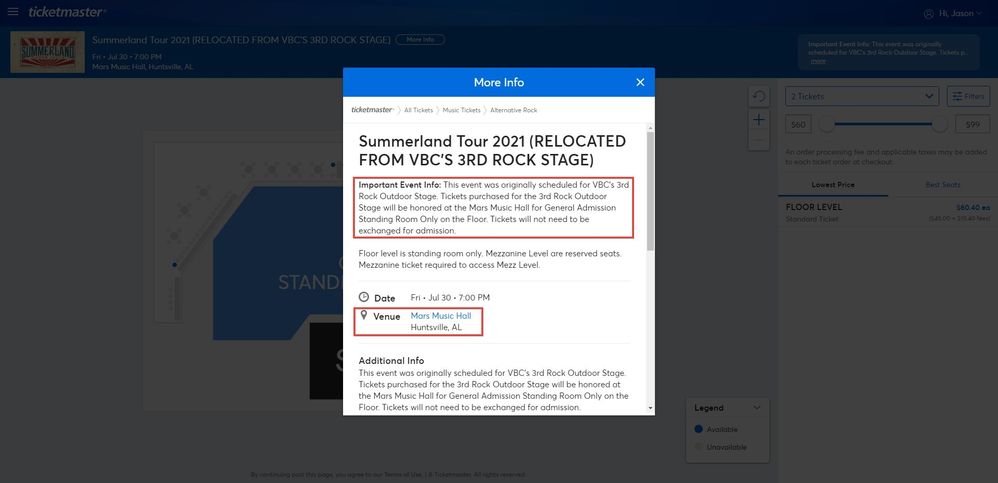 Screenshot of Summerland Tour 2021 (RELOCATED FROM VBC'S 3RD ROCK STAGE) Tickets Jul 30, 2021 Huntsville, AL _ Ticketmaster.jpg